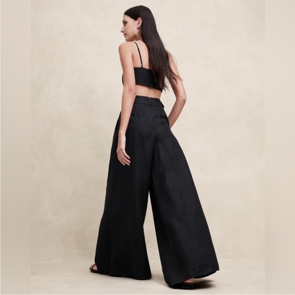 NWT! Banana Republic Black Lina Linen Wide-Leg Pant - Multiple Sizes 💜 - Picture 1 of 4